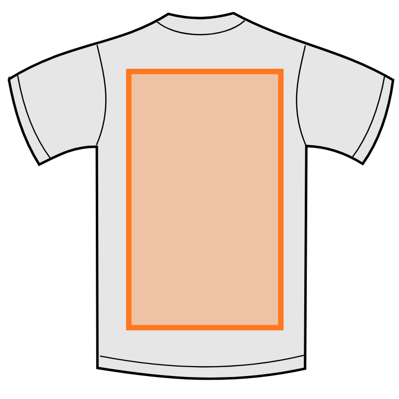Achterkant groot op een shirt
