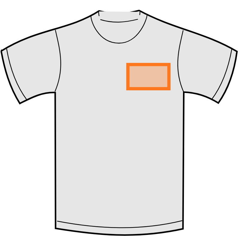 Voorkant borst op een shirt