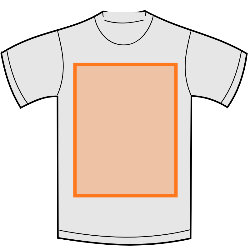 Voorkant groot op een shirt